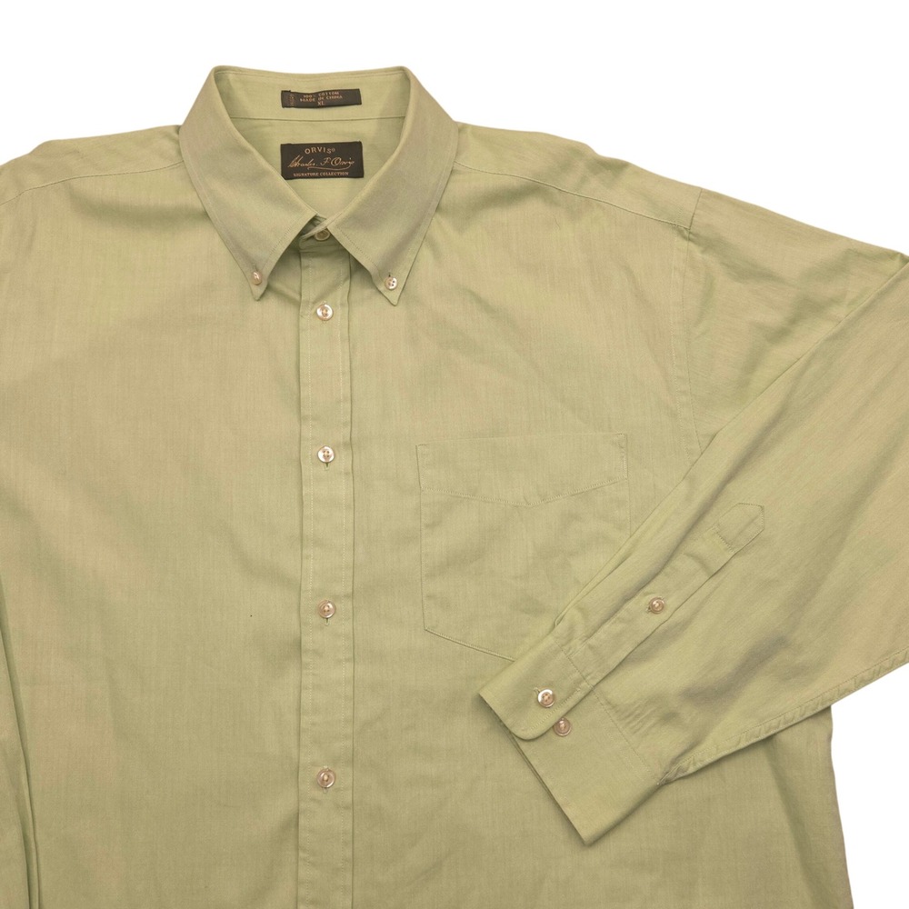 ORVIS Signature Collection Mens XL‎ Light Green Button Down Shirt 100% Cotton